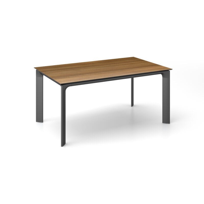 Kettler "Diamond" Tischsystem Gartentisch, Gestell Aluminium anthrazit, Tischplatte HPL Teak-Optik mit Fräsung, 160x95 cm
