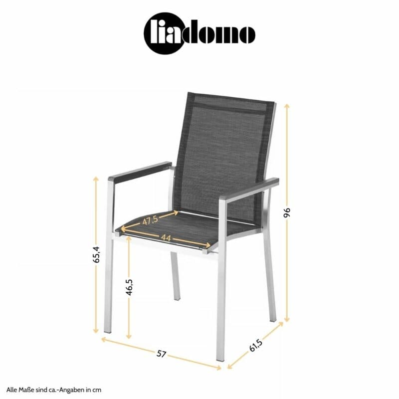 Liadomo "Motta" Stapelstuhl, Maßangaben