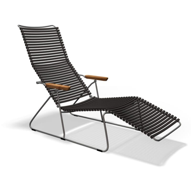 Houe "Click" Sunlounger mit verstellbarer Rückenlehne, Stahlgestell grau, Kunststoff-Lamellen schwarz