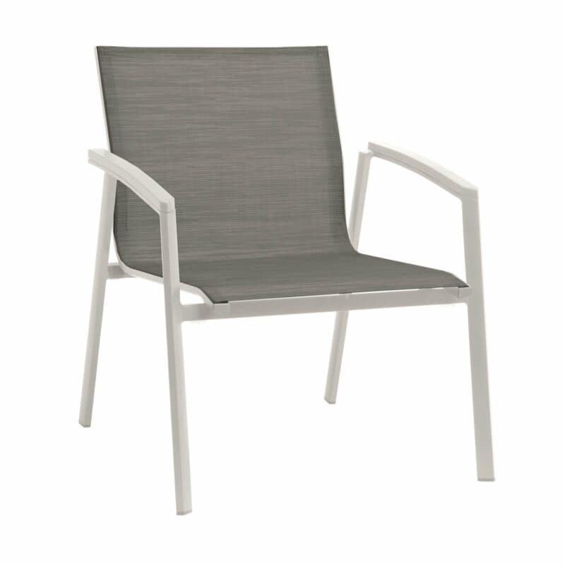Stern Loungesessel "New Top", Gestell Aluminium weiß, Textilgewebe silberfarben, Armlehnen weiß