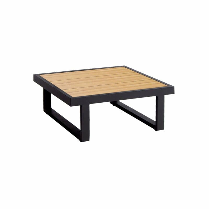 Jati&Kebon "Rao" Beistelltisch, Alu eisengrau, Tischplatte Teak, Größe 70x70 cm
