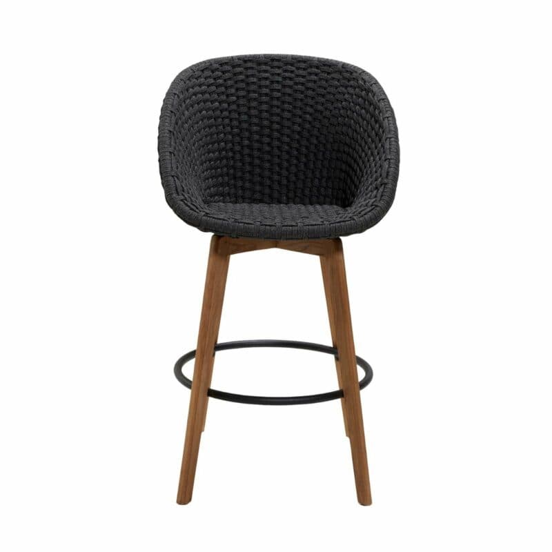 Cane-line Barhocker "Peacock", Gestell Teakholz, Soft Rope dunkelgrau