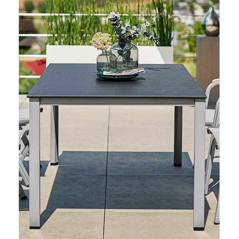 Kettler "Cubic" Tischgestell 160x95 cm, Aluminium silber mit Kettalux-Platte anthrazit