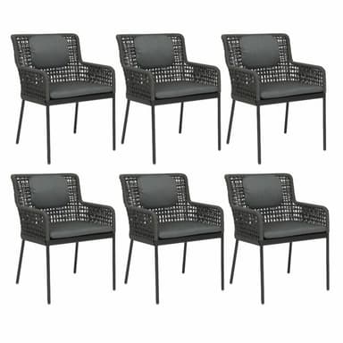 Stern "Greta" Dining-Sessel 6er-Set, Gestell Aluminium anthrazit, Bespannung Rope platin, Kissen seidengrau