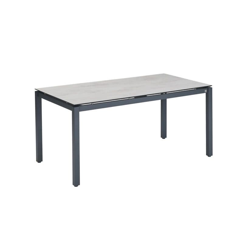 CASA DOMA "Carini" Gartentisch 160x90 cm, Gestell Edelstahl anthrazit, Tischplatte HPL Chromix silber
