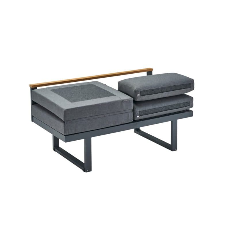CASA DOMA "Aragona DINING" 2-Sitzer, Gestell Aluminium anthrazit mit Teakleiste, Polster Tuvatextil® Panama grafito