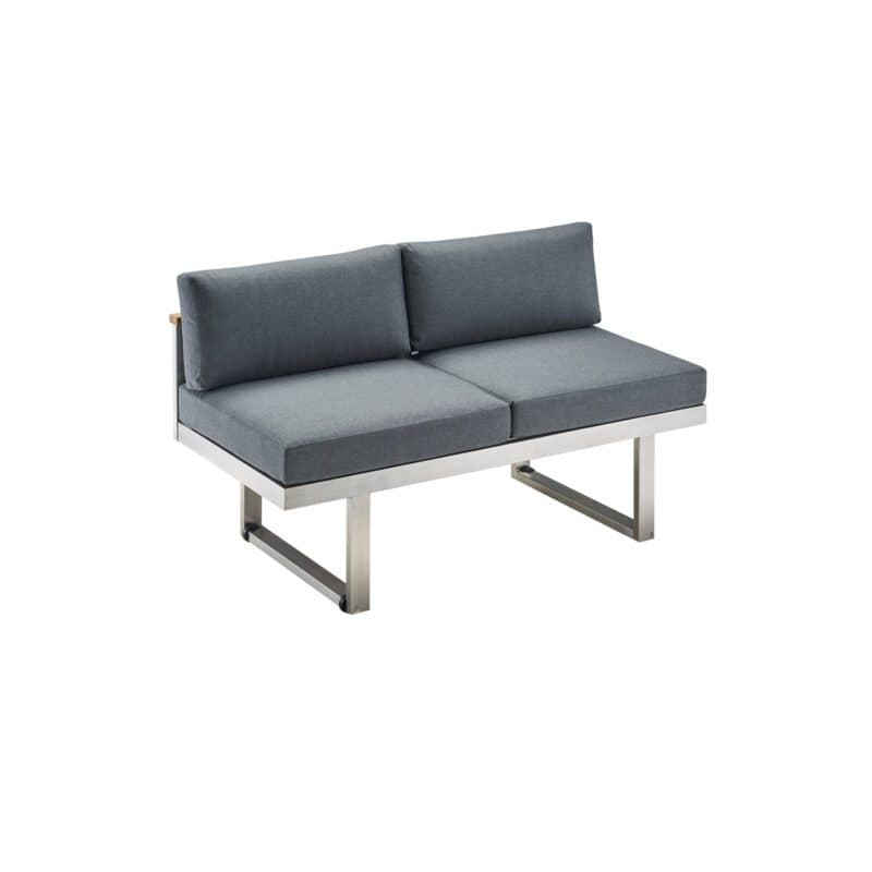CASA DOMA "Aragona DINING" Lounge 2-Sitzer mit Rückenlehne, Teak, Gestell Edelstahl, Sitzkissen Tuvatextil® Panama grafito