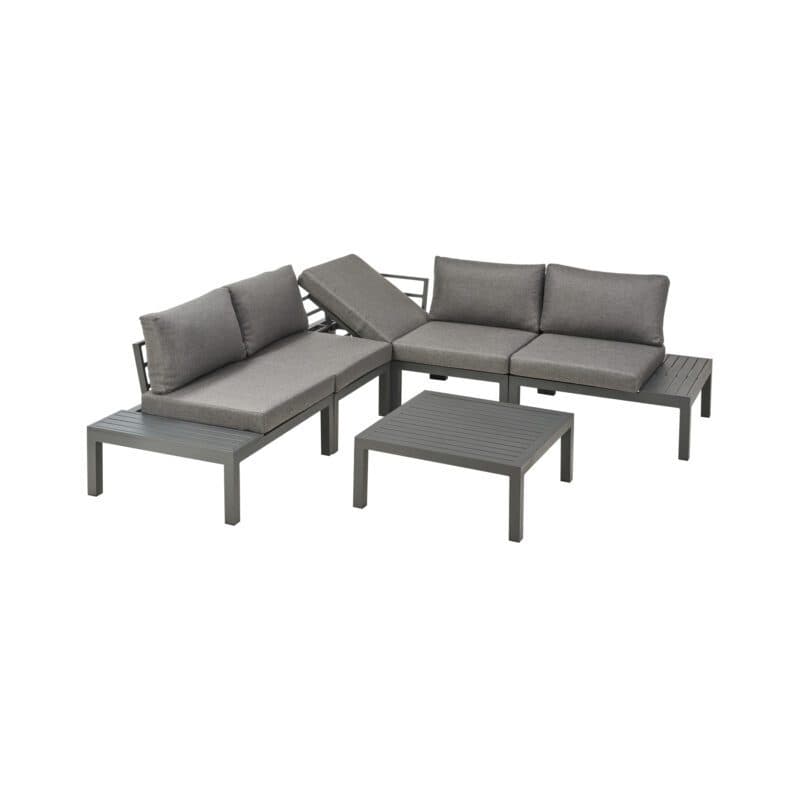 Liadomo "San Carlo" Loungeset, Alu anthrazit, Ablagen Alu, Bezüge Olefin grau