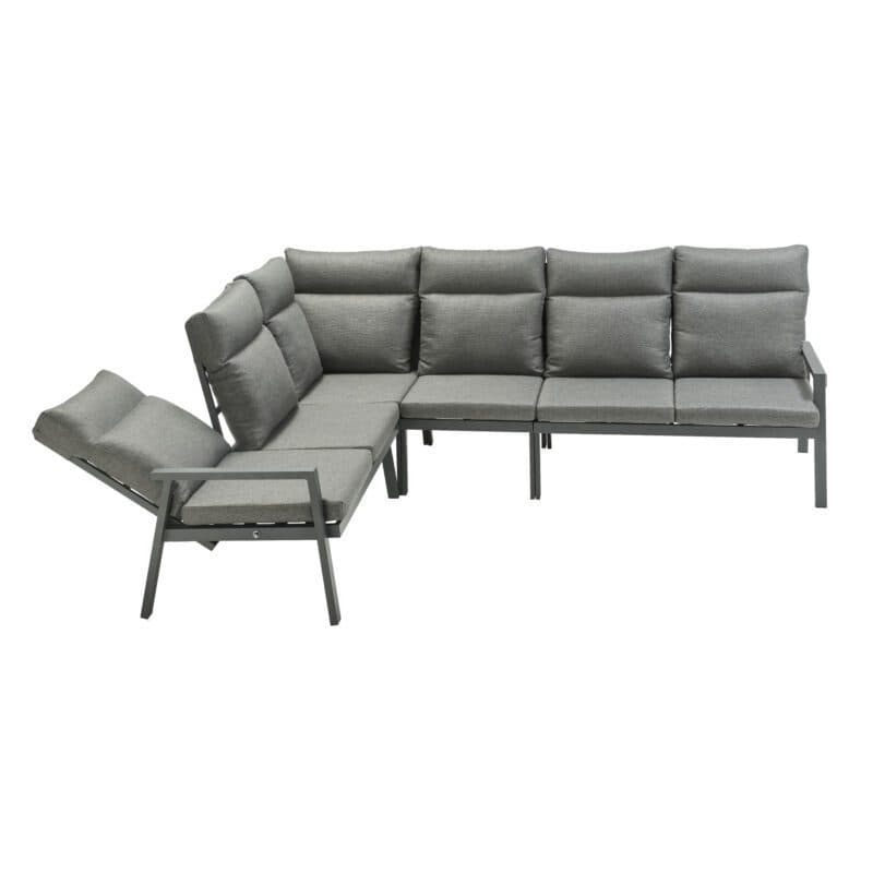 Liadomo "Scapoli" Eckloungeset, Aluminium anthrazit, Bezug Olefin grau