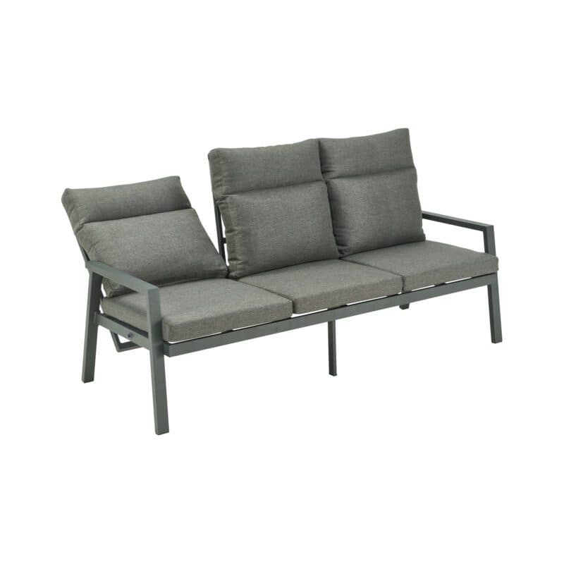 Liadomo "Scapoli" 3-Sitzer Loungesofa, Aluminium anthrazit, Kissenbezüge Olefin grau
