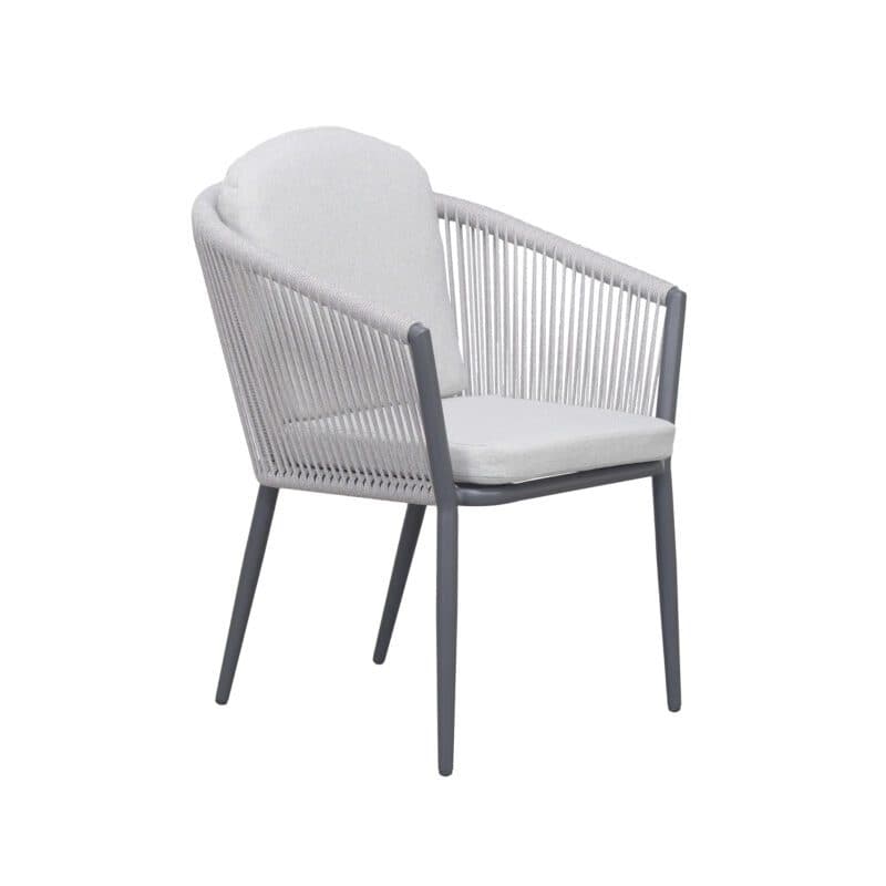 Liadomo "Latina" Stapelsessel, Gestell Aluminium anthrazit, Sitzschale Rope light grey, Sitz- und Rückenkissen Polyester light grey