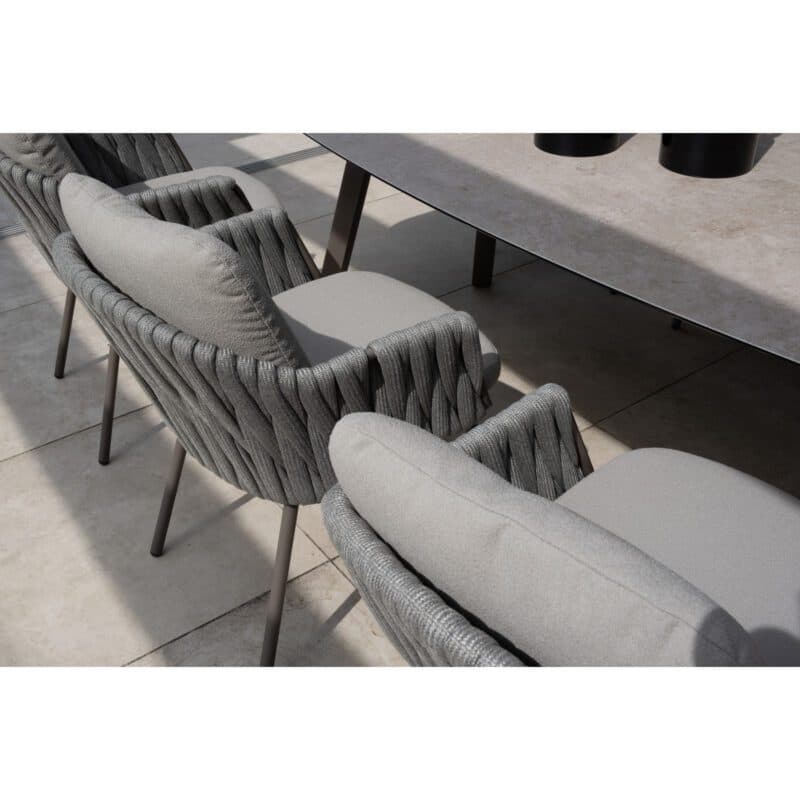 4Seasons Outdoor "Cannes" Diningsessel, Gestell Aluminium terre, Rope-Bespannung grau, Kissen Olefin hellgrau