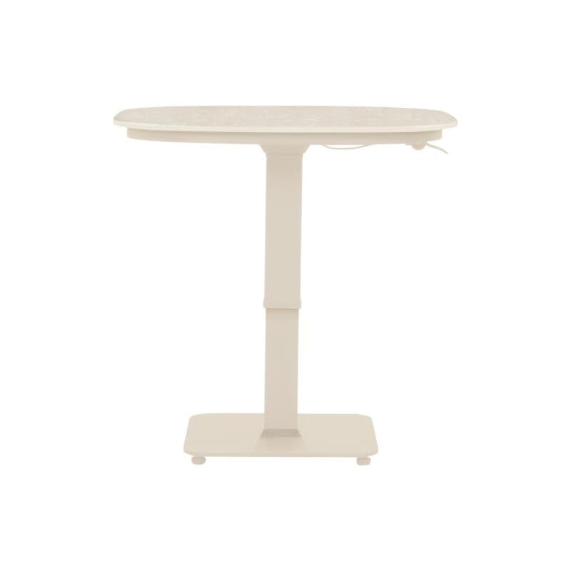 Hartman "Tubb" Bistro Lift-Tisch 70×70 cm, Gestell Aluminium sand, Tischplatte Keramik beige (im Original mit schwarzer Umrandung am Standfuß)