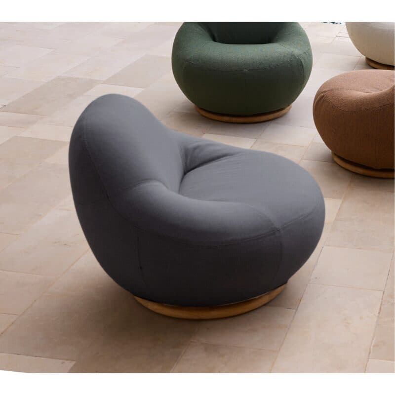 Cane-line "Gem" Loungesessel mit Teak-Drehfuß, Bezug AirTouch grau