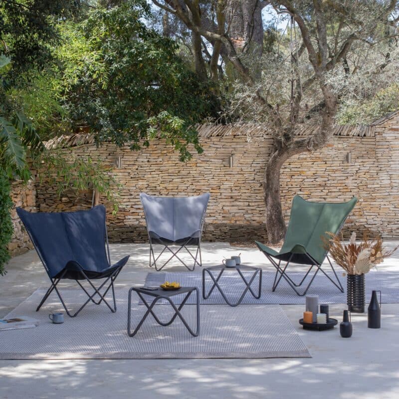 Lafuma "Pop Up XL BeComfort®" Relaxsessel, Stahlrohr titane, Lafuma "Pop Up XL BeComfort®" Relaxsessel, Stahlrohr titane, Bespannung BeComfort® dark grey, und silver - ©LAFUMA MOBILIER - Pierrick Verny BeComfort® dark grey, silver und olive - ©LAFUMA MOBILIER - Pierrick Verny