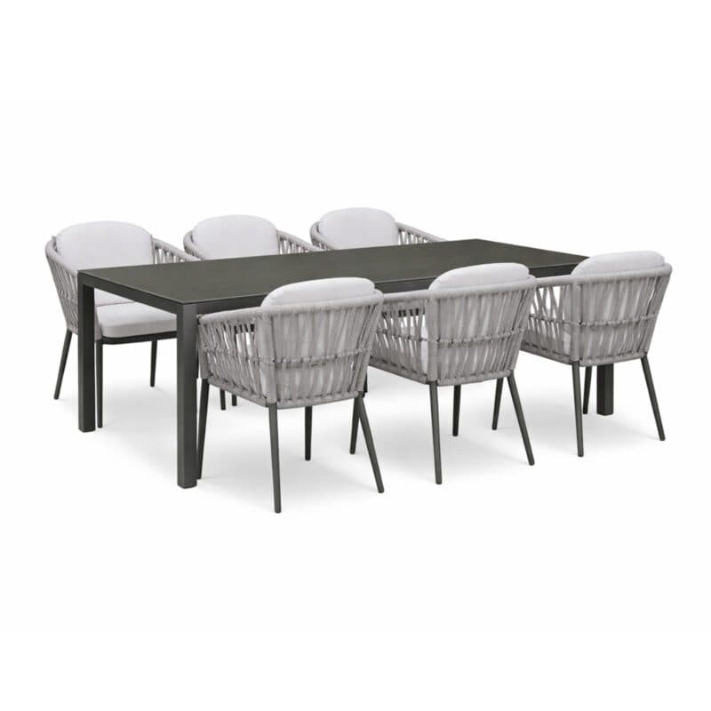 Liadomo Gartenmöbel-Set mit Gartensessel "Lenola" und Tisch "Scalea", 210x100cm, Aluminium anthrazit, Tischplatte Keramik