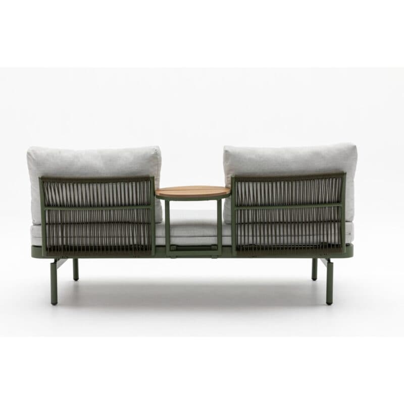 Liadomo "Capri" Lounge, Gestell Aluminium grün, Bespannung grün, Kissen hellgrau, Ablagen Polywood